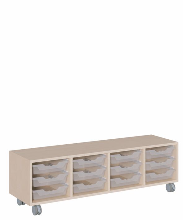 K Regal 139 x 42,5 cm, fahrbar, 12 ErgoTray Boxen M